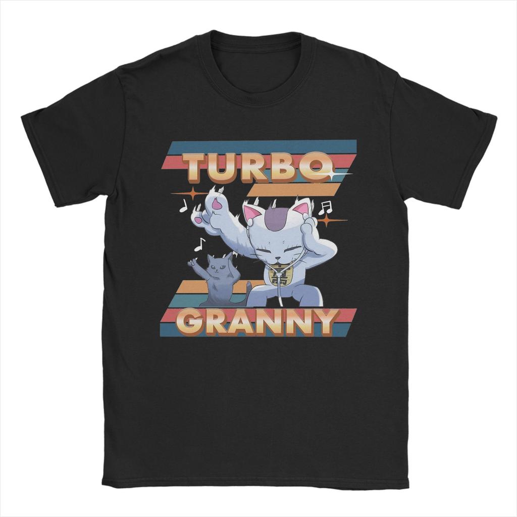 Футболка Turbo Cat Dandadan Мужская Хлопковые Топы Ретро Аниме Круглый Вырез Короткий Рукав
