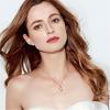 Korean-style hot-selling pink crystal heart-shaped pendant, rose gold-plated love pendant, collarbone chain, birthday gift