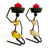 Wrought Iron Candlestick African Woman Style Candlestick Metal Candle Holder Sconce Home Decor Table Art Craft Decorations