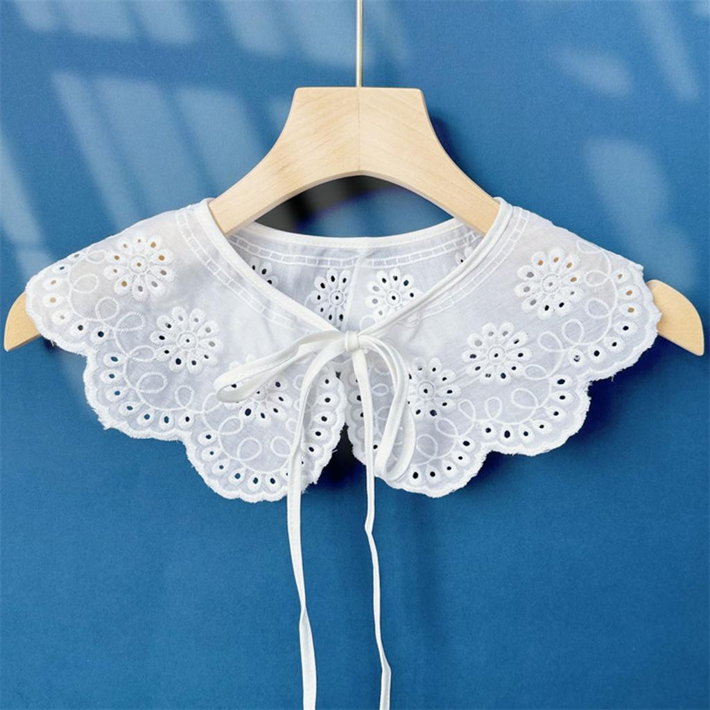 White Lace Fake Collar Women's Blouse Cloud Shoulder Scarf Shawl Embroidered Flower Detachable Collar Top Clothing Accessories