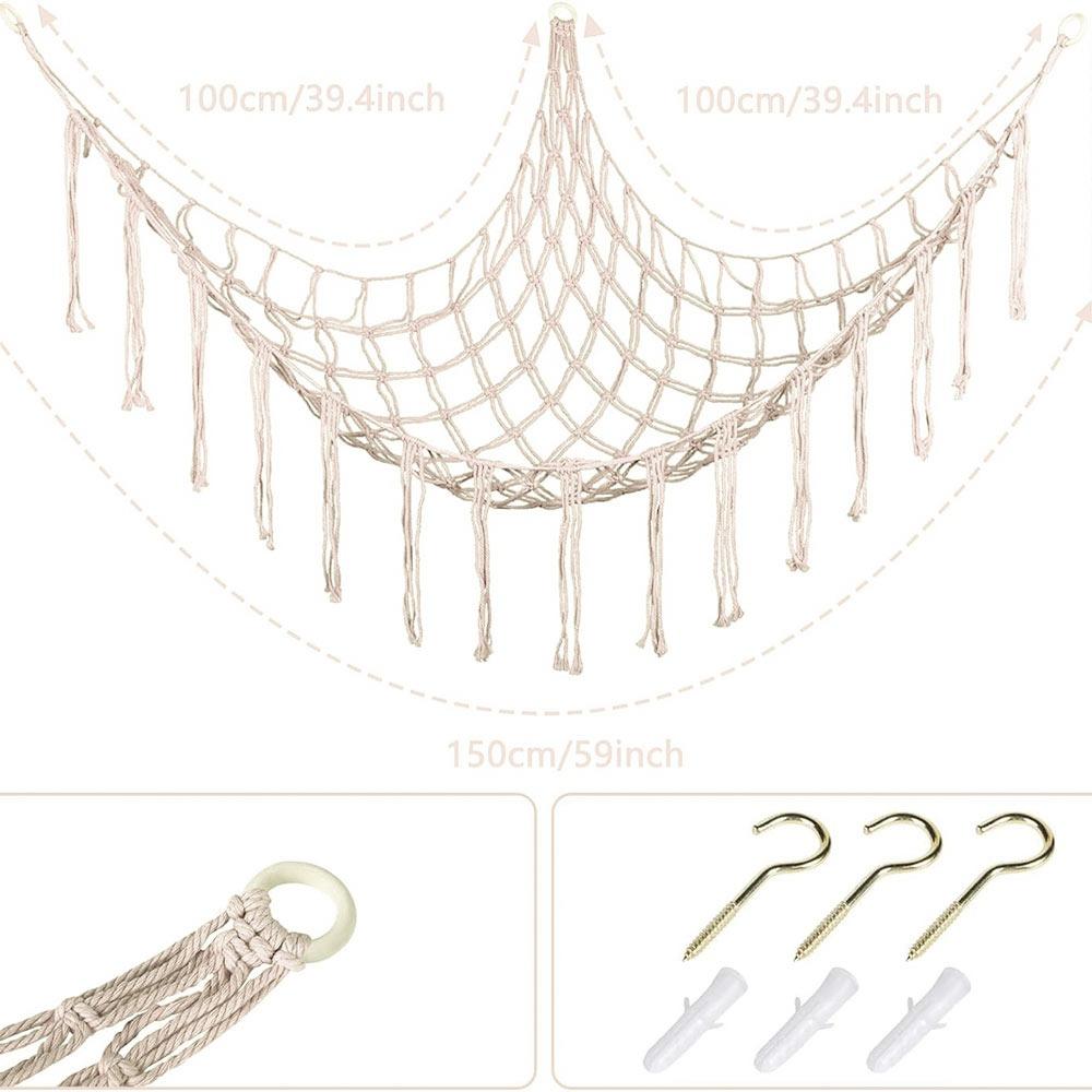 Wall Corner Hanging Storage Net Organizer Woven Triangle Toy Net Creative Mesh Hammock