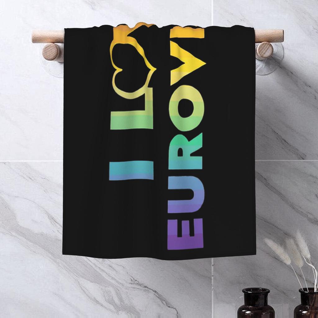 I love Eurovision - rainbow pattern Soft Face Towel Quick Dry Pool Bath Cotton Towels Absorbent