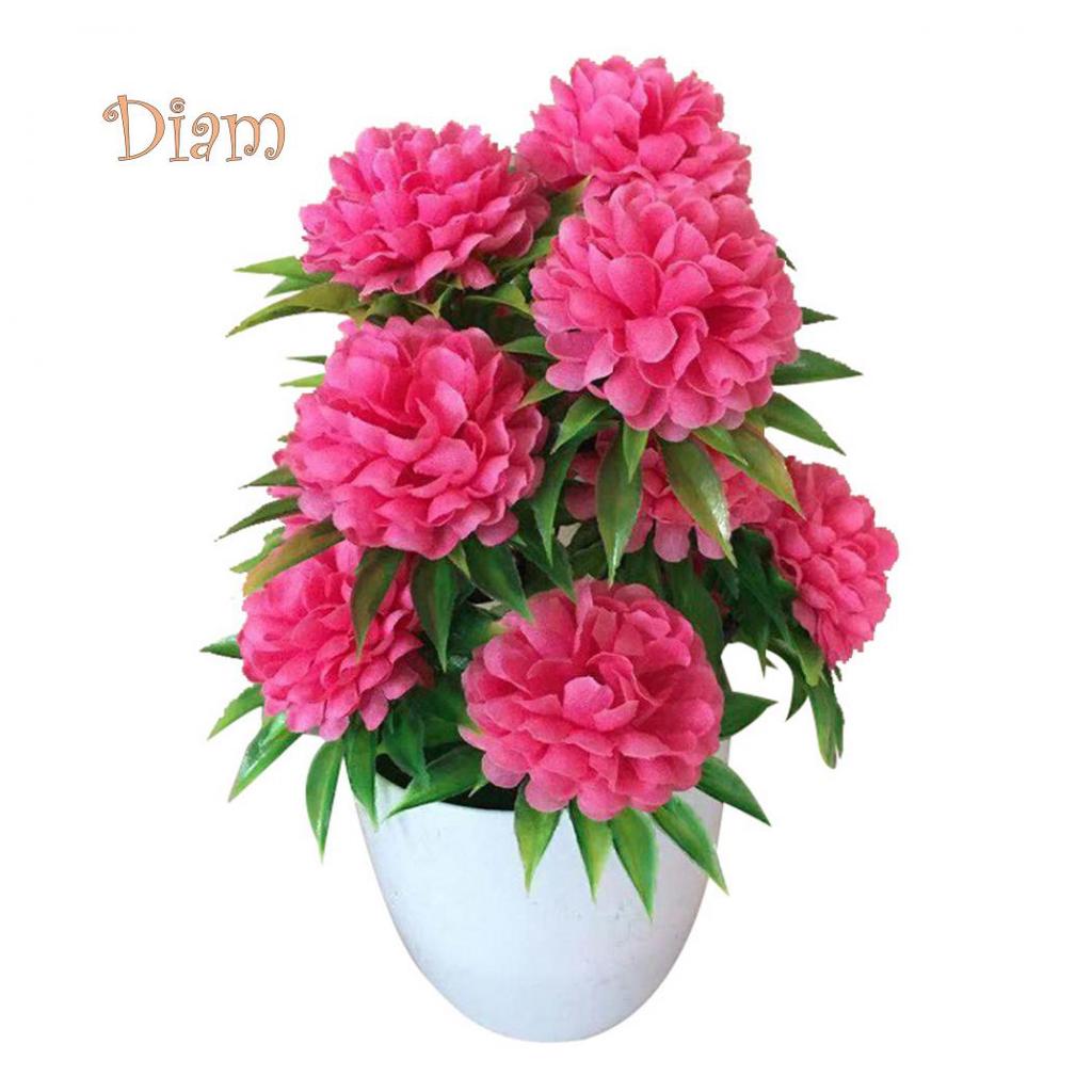 Яркое искусственное растение бонсай из хризантемы в белом горшке для домашнего декора