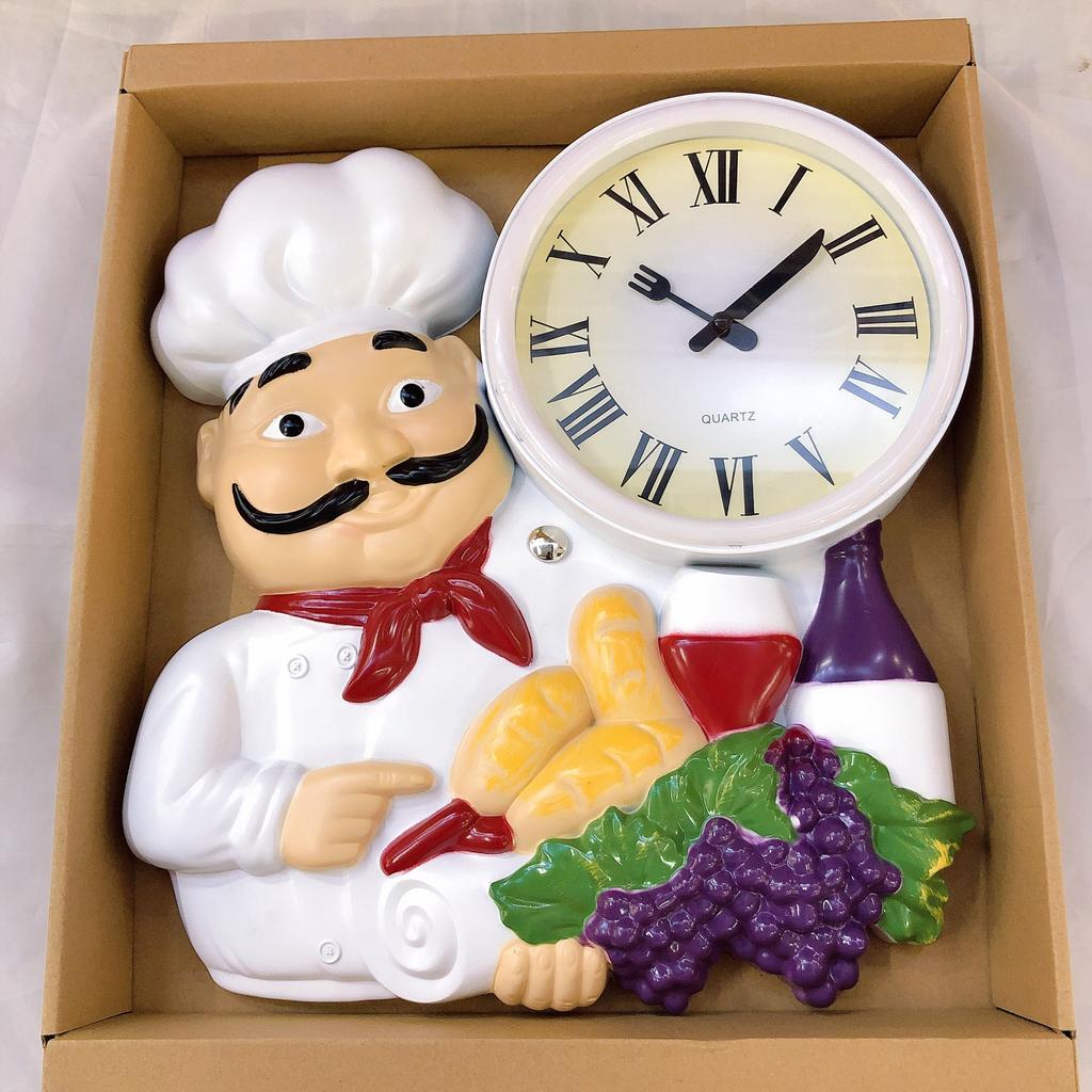 American Country Chef Wall Clock Kitchen Dining Room Silent Clock Retro Personal Art Deco Hanging Table