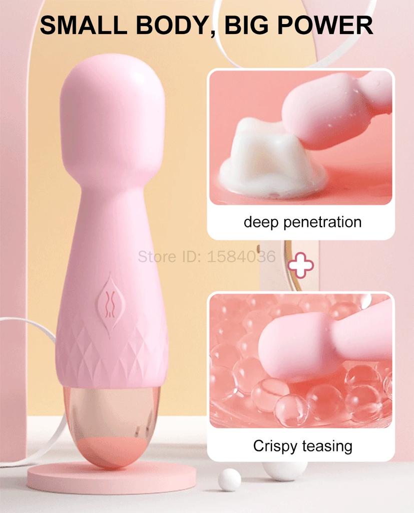 10 Modes Strong Vibration Mini Vibrator AV Stick Rod USB Charging Massager Clitoris G-Spot Vibrators Sex Toy For Women Adults 18