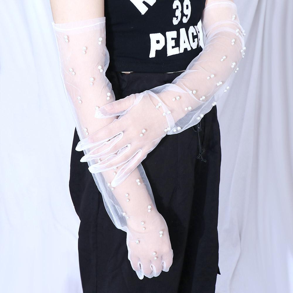 Вечеринка Жемчужной Свадьбы Шифоновые Перчатки С Длинными Пальцами Свадебные Перчатки Свадебные Аксессуары Перчатки Без Пальцев