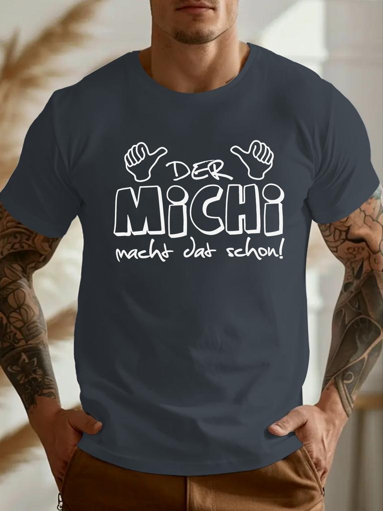 Унисекс Der Michi Macht Dat Schon Забавная Немецкая Унисекс Футболка Повседневная Хлопковая С Коротким Рукавом С Круглым Вырезом
