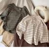 Children's Spring and Fall Striped Bottoming Shirt Middle and Small Children Loose Cute and Comfortable Tops