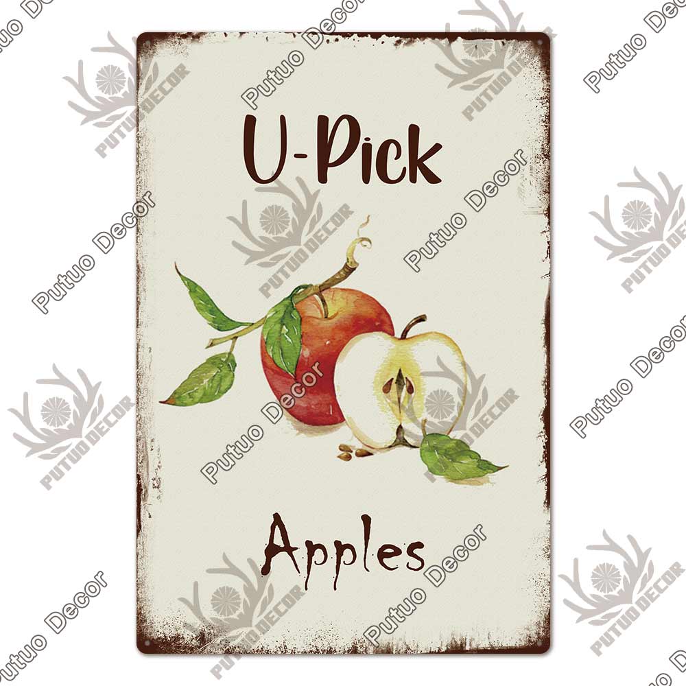 Putuo Decor Фрукты Винтажная Жестяная Табличка Металлическая Пластина Ретро Настенное Искусство Декор Гостиная Ферма Сад Кухня Железная Роспись