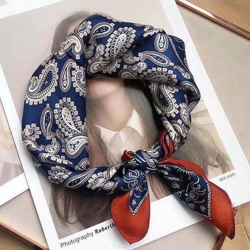 70cm Birch Forest Silk-Blend Scarf: Women's Spring/Summer Oil Painting Style Square Scarf