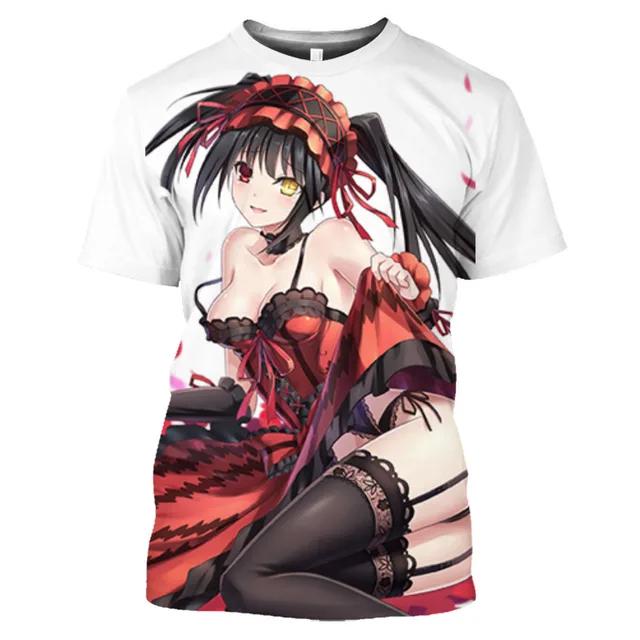Футболка с рисунком манги Date A Live Tokisaki Kurumi Sexy Girls Otaku, футболка с коротким рукавом в стиле аниме Harajuku для мужчин, топы и футболки