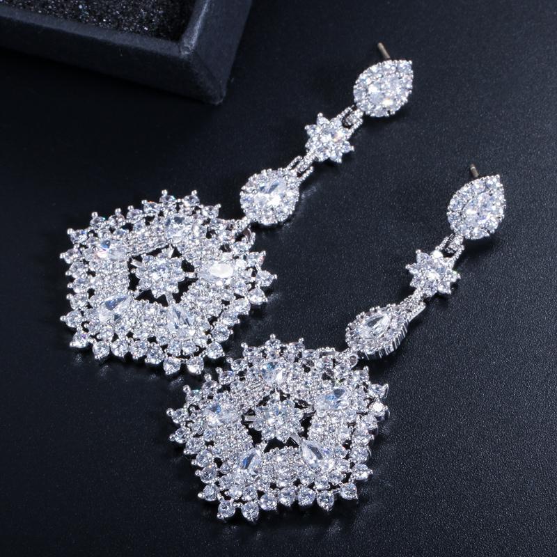 WWJ Роскошные разноцветные длинные серьги с цирконом для женщин CZ вечерние бижутерия