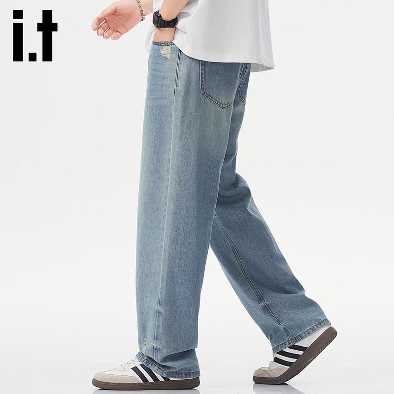 Izzue It Мужские прямые джинсы из лиоцелла Tencel в американском уличном стиле