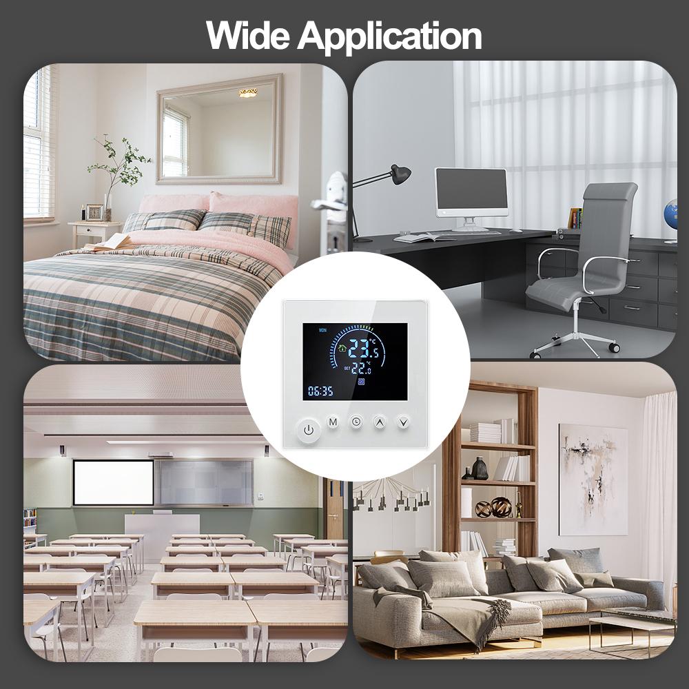 Программируемый умный настенный термостат NTC Сенсор ЖК-дисплей Сенсорная кнопка Электрический подогрев Теплый пол