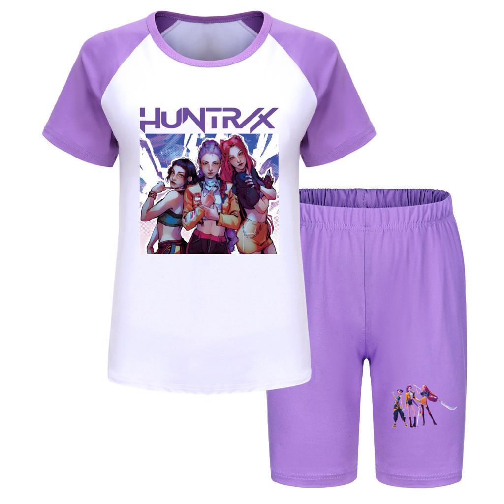 Kpop Demon Hunters Children Summer Shorts And T Shirt Set With Cotton Fabric For Active Kids