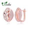 MINTHA Wedding Fashion Jewelry Hollow Cubic Zirconia Rose Gold Color Flower Clip Earrings For Women Bridal Earrings