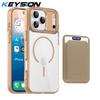 KEYSION Магнитный PU держатель для карт Сумка Чехол для телефона для MagSafe для iPhone 17 Pro Max 17 Air Прозрачная ТПУ+ПК Противоударная задняя крышка