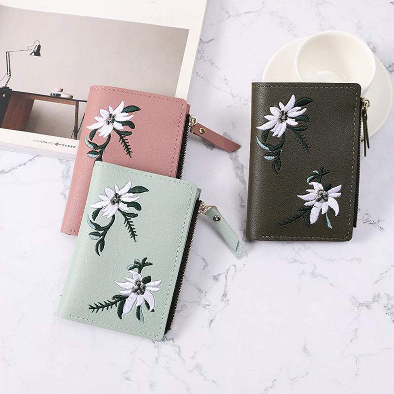 Yogodlns Модный кожаный короткий женский кошелек, женский маленький клатч, карман для монет, держатели для карт, женский кошелек с вышивкой