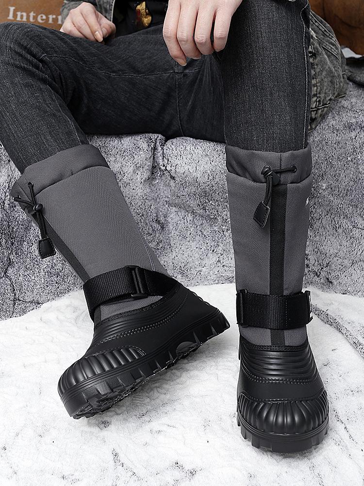 Мужские зимние теплые ботинки для снега, резиновые походные ботинки, уличные сапоги до колена, водонепроницаемые, большого размера