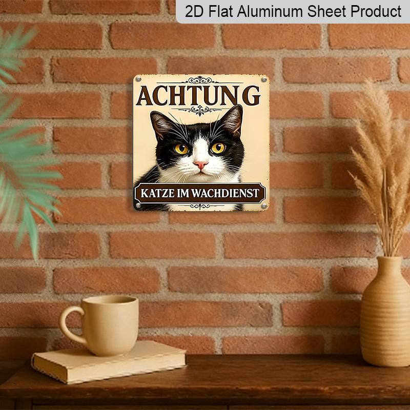 2D Flat, 1pc, Vintage Metal Sign, Decorative Plaque And Ornament, Cat Guardian Theme, Classic Retro Style, Decoration For, Club, And Garage, Gift for