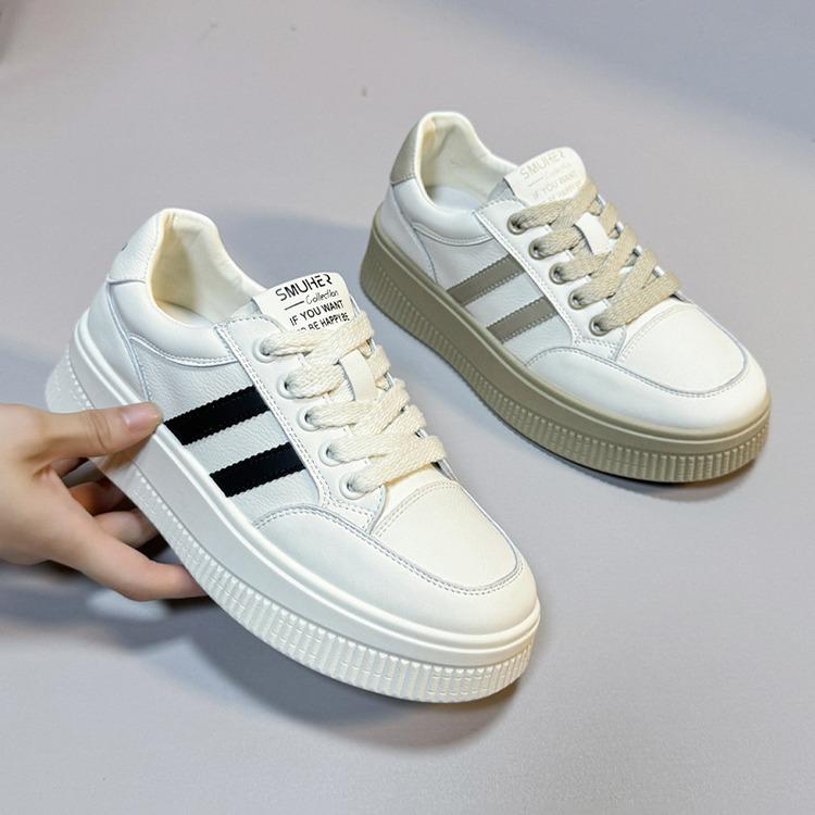 2025 New Thick-soled Muffin Little White Shoes Women's Autumn Explosion Casual Breathable Sports Shoes Student Versatile Board Shoes