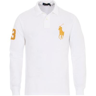 Polo Solid Logo Вышитый длинный рукав Поло Рубашка Мужская Топы Белый 710766856-003