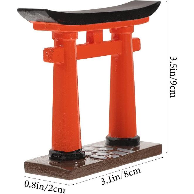 STOBOK Japanese Torii Gate Miniature Shrine Fairy Gardens Decor Zen Garden Japan Torii Gate Prop Altar Shelf Bridge Landscape Ornament for Aquarium