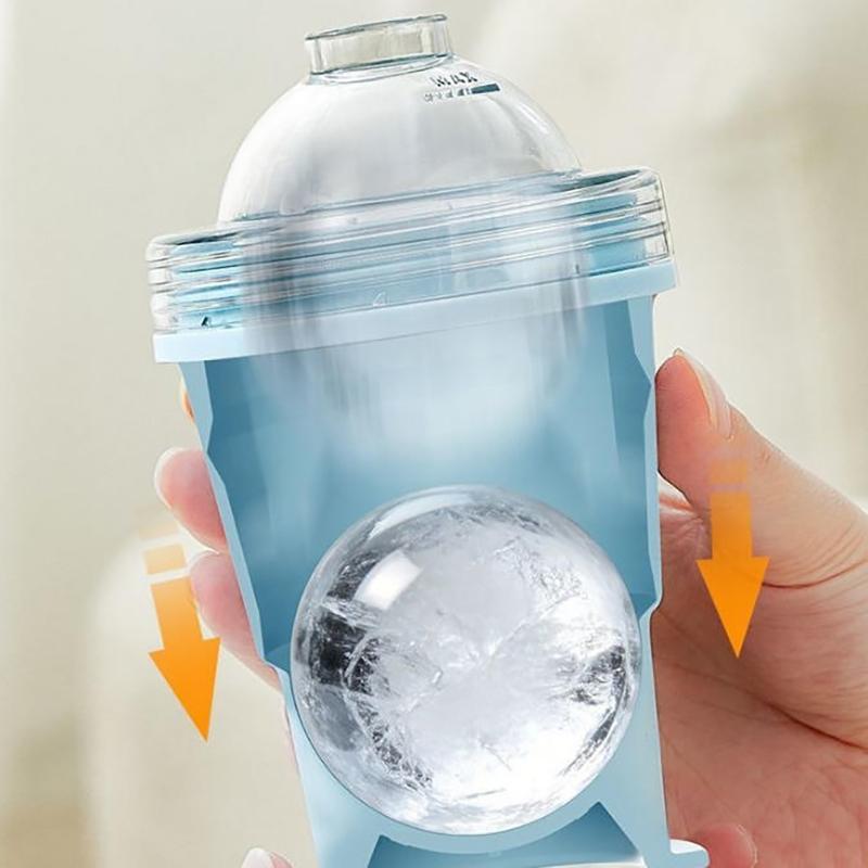 2-In-1 Collapsible Silicone Ice Ball Cup Reusable Portable Ice Sphere Mold With Straw Lid For Coffee Juice Drinks