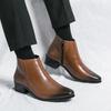 High Quality Leather Chelsea Men Boots Winter Side Zipper Comfy Men Dress Ankle Boots Leisure Business Gentleman Shoes For Men