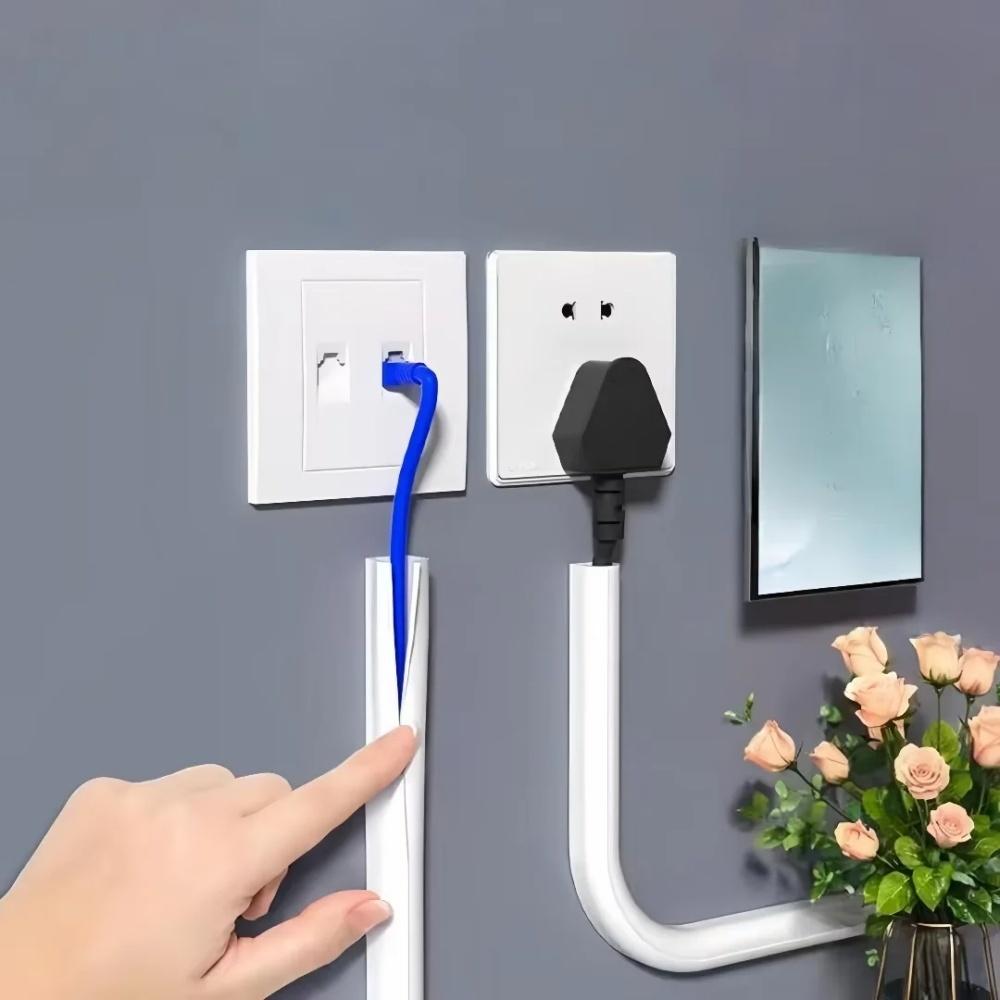 1pc 1m/39.37in Self-Adhesive PVC Cable Management Tube, Invisible Floor Wire Cover for Desk, Wall & Floor Installation