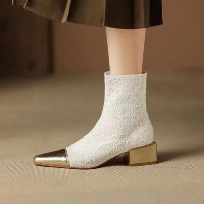 Модные весенне-осенние и зимние небольшие ароматные короткие сапоги европейские и американские квадратные модные женские сапоги Zapatillas De Mujer