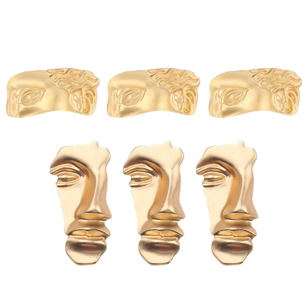 Модный дизайн, преувеличенная половина человеческого лица, броши для женщин и мужчин, золотистого цвета, металлические булавки, повседневные украшения для вечеринок