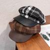 Wool Retro Grid Blended Cap Women Sunshade Cozy Wear Girl Travel Supplies Hat