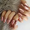 4 Packs/ 96 Pcs Press On NailsLong Oval Mirror Effect Solid Color False Nails, Chrome Fake Nails With Mini Files  Jelly Tabs  Sticks