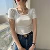 Foreign Style Square Neck T-shirt Women's Short-sleeved Summer New Slim-fitting and Thin Bottoming Shirt