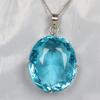 14ct Large Pendant Blue Topaz Pendant Swiss Blue Gemstone Wedding Pendant For Men And Women