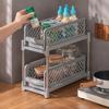 2 Tier Multifunctional Pull Out Cabinet Organizer Large Capacity Basket Slide Out Kitchen Cabinet Storage For Bathroom