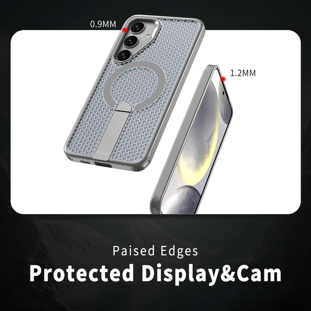 Для Samsung Galaxy S26 / S26 Pro Магнитный чехол Подставка Сетчатая текстура ТПУ ПК Задняя крышка телефона