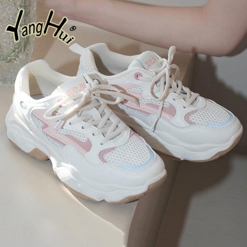 Модные универсальные сетчатые дышащие кроссовки 2024 года, новая мода в корейском стиле, удобная, износостойкая спортивная обувь для женщин, лето