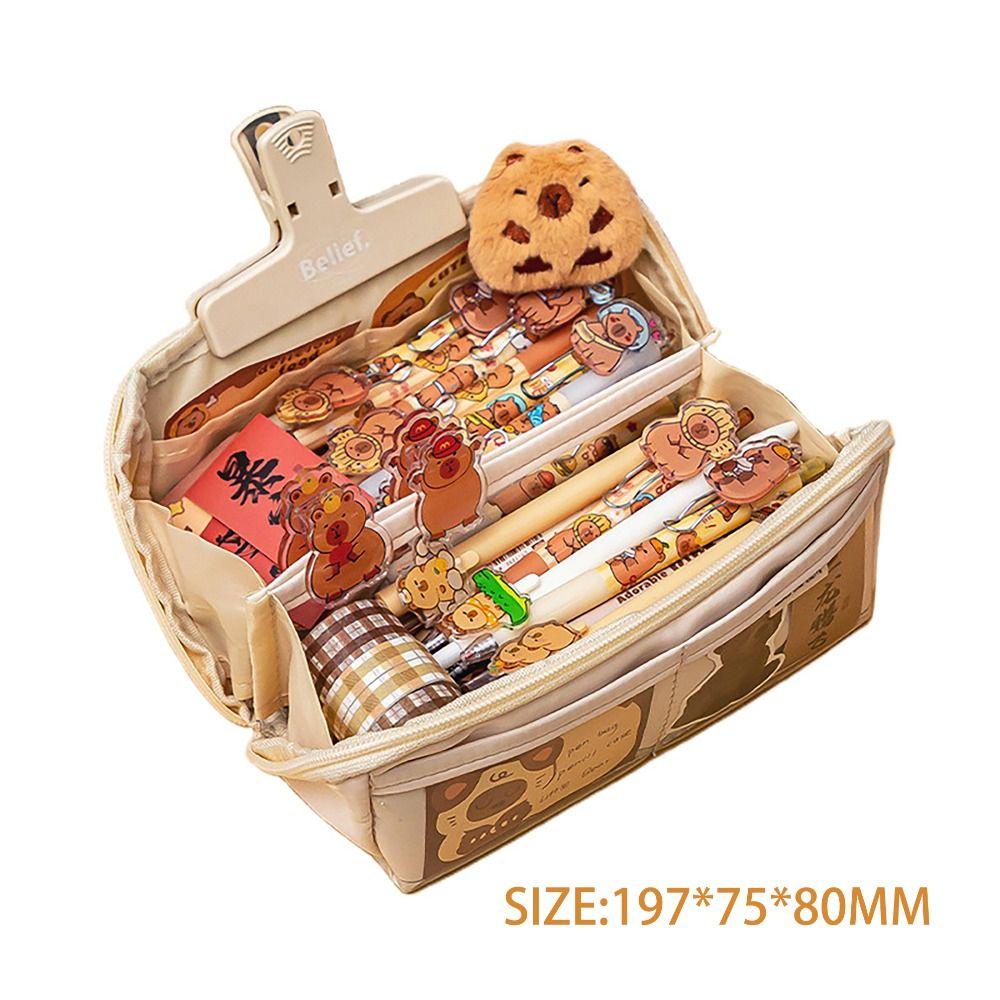 Пенал с принтом капибары, милый, многофункциональный, большой емкости, сумка для хранения канцелярских принадлежностей, 9 слоев, сумка для ручек, студенческая сумка для карандашей, подарок