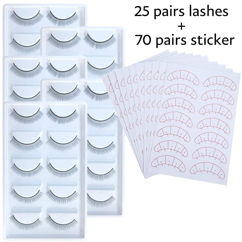 25 пар тренировочных ресниц для наращивания ресниц, тренировочные полоски для наращивания ресниц, тонкие ленты 8 мм для изготовления собственных ресниц