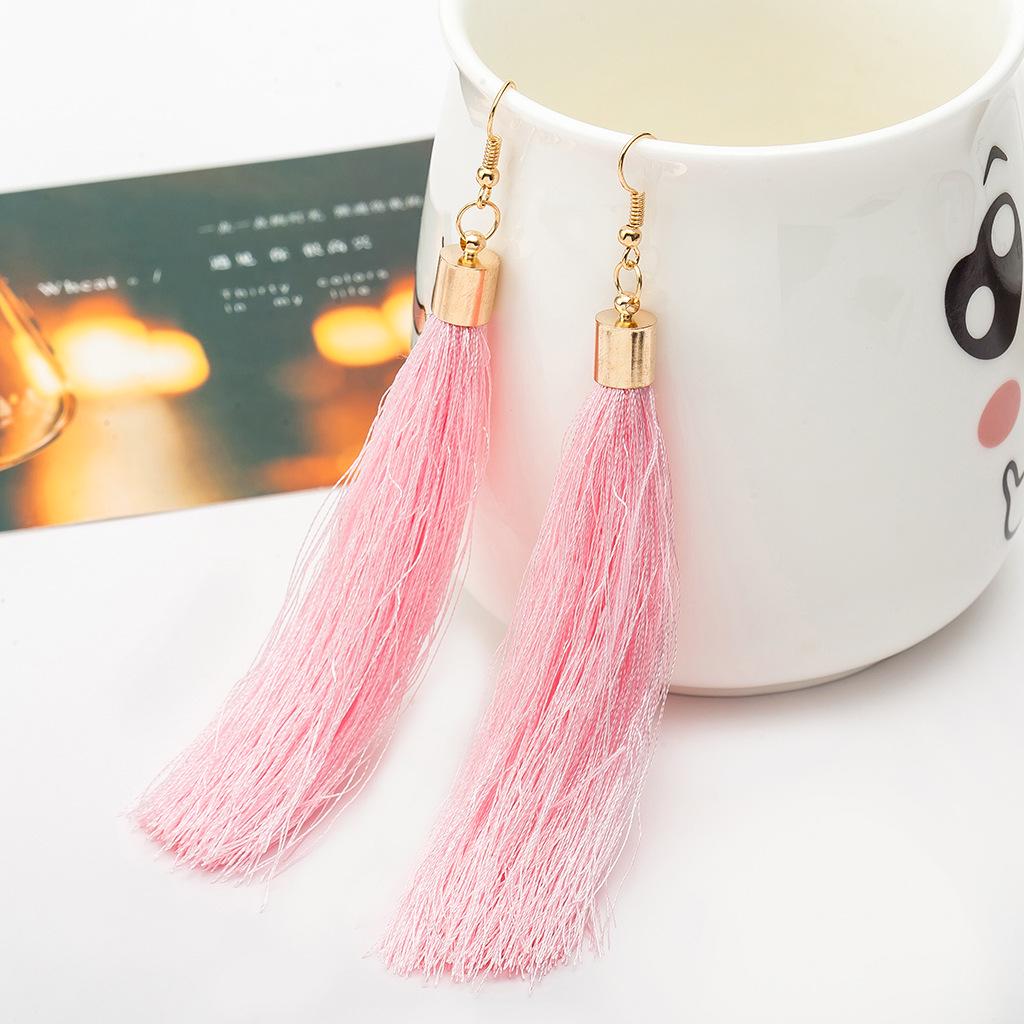 Модные женские богемные серьги с длинными кисточками и висячими крючками, пара серег-капель