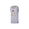 Li Ning Graphic Print Round Neck Loose Basketball Vest Men Vests Light-Purple AAYQ521-2