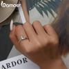 BAMOER романтические кольца на палец с открытыми руками для женщин, стерлинговое серебро 925 пробы, европейское простое регулируемое кольцо-защитник для девочек, ювелирное изделие, подарок