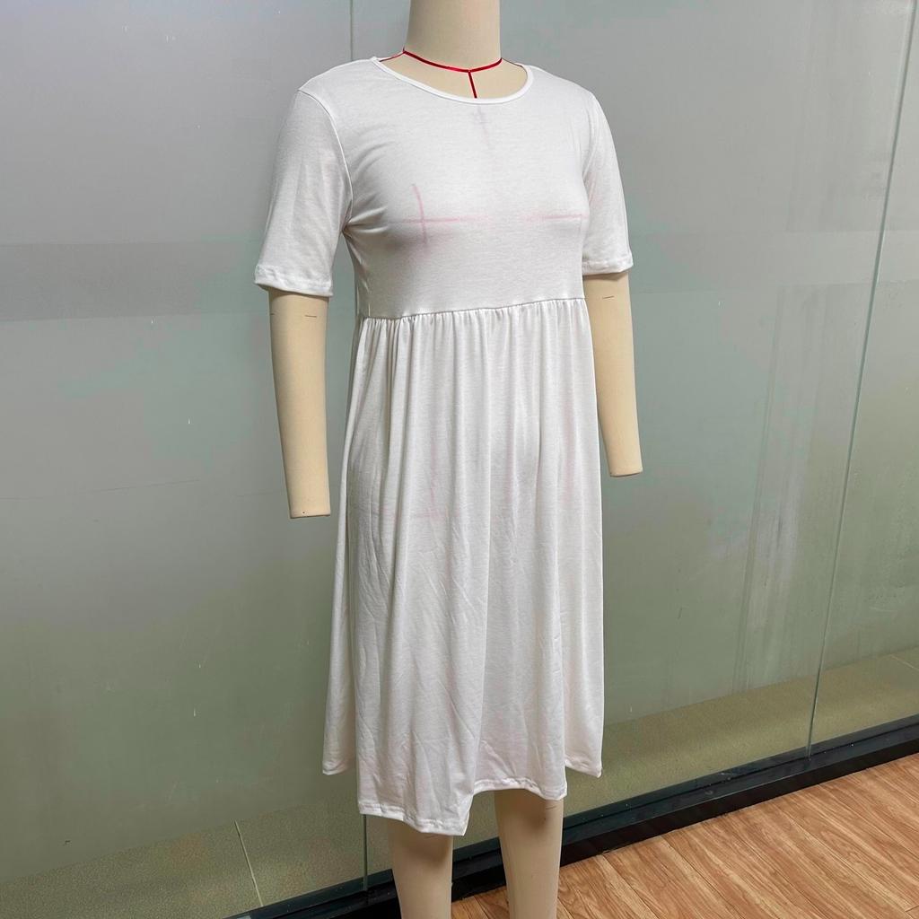 Women's Summer Casual Fashion Floral Print Short Sleeve Round Neck Pocket Dress