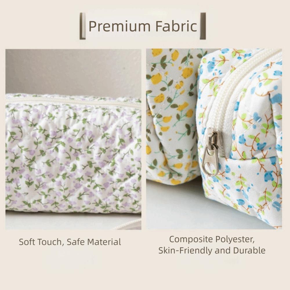 Polyester Pencil Case Large Capacity Storage Bag New Floral Quilted Pen Bag  Daily Stationery