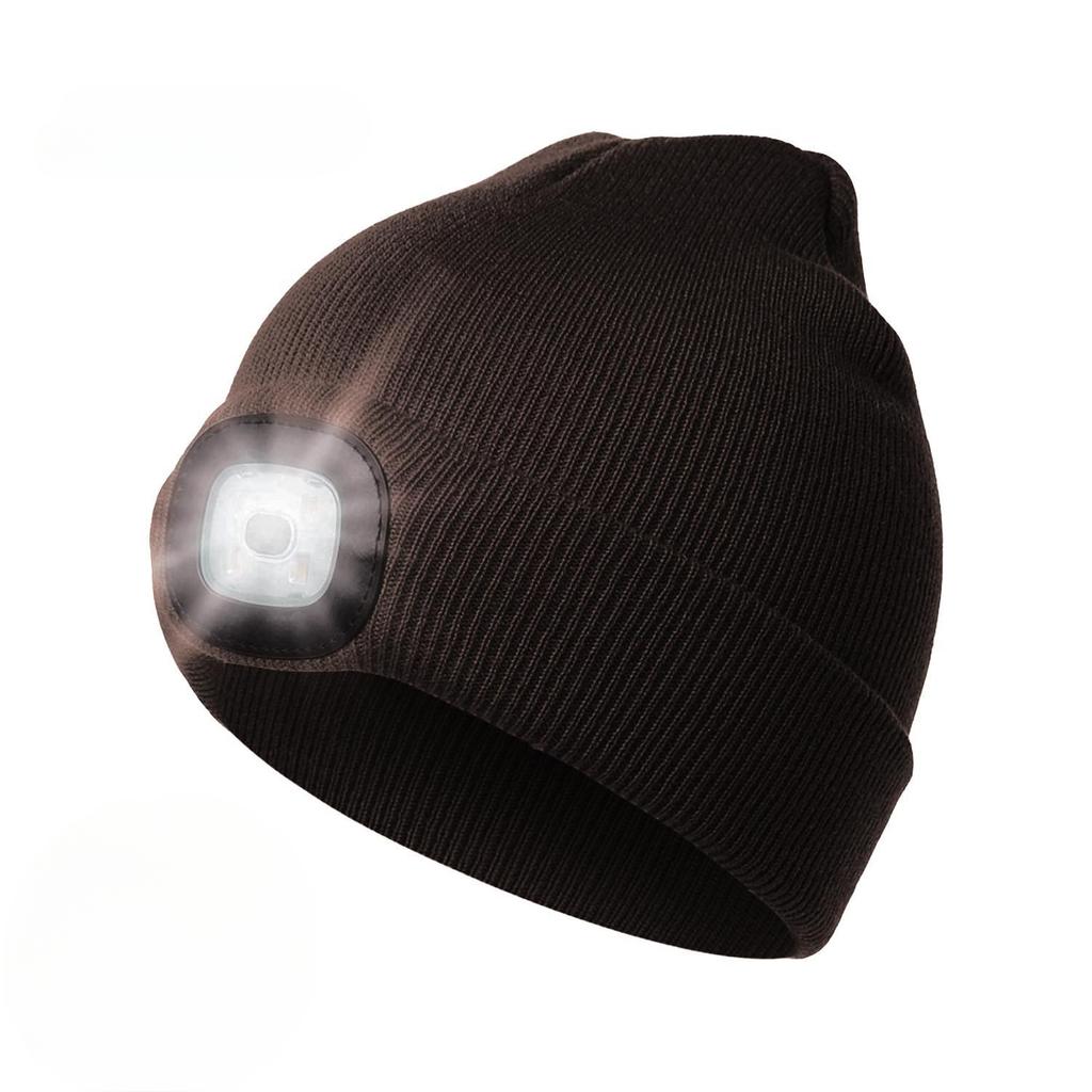 LED Beanie Hat with Light Unisex Warm Winter Hat USB Rechargeable Headlamp Cap Winter Knitted Night Lighted Hat Flashlight