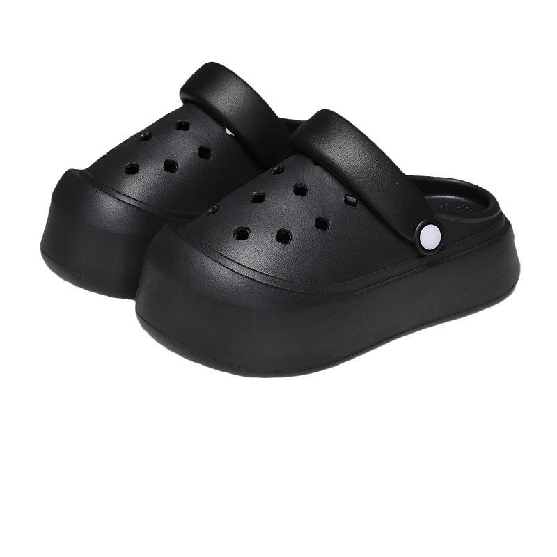 2025 новые туфли с дырками на высокой толстой подошве, нескользящие, дышащие, прохладные тапочки, модные тапочки с закрытым носком для женщин