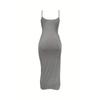Drawstring Bodycon Cami Dress, Sexy Split Spaghetti Strap Dress, Women's Clothing