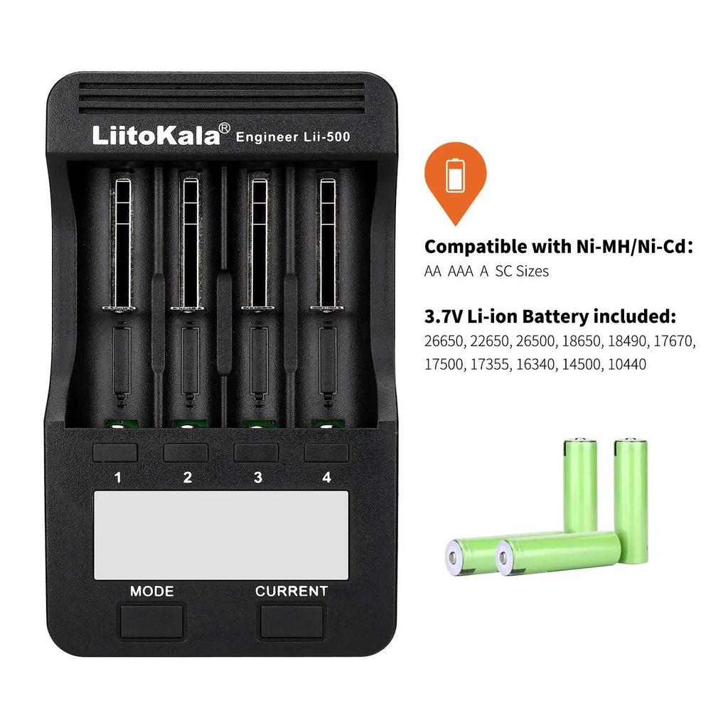 LiitoKala Can detect capacity Lii-500 LCD 3.7V 18650 18350 18500 16340 10440 14500 26650 1.2V AA AAA NiMH lithium battery Charger